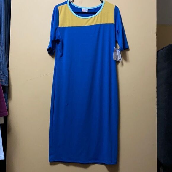 🆕 LULAROE JULIA BLOCK DRESS NEW LARGE - Picture 1 of 2